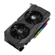 ASUS TUF Gaming GeForce RTX 3050 8GB GDDR6 graphics card, hero shot, highlighting the heatsink