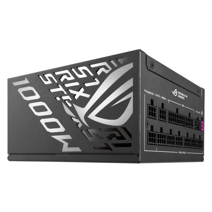 Hero angle of ROG Strix 1000W Platinum with front side focus