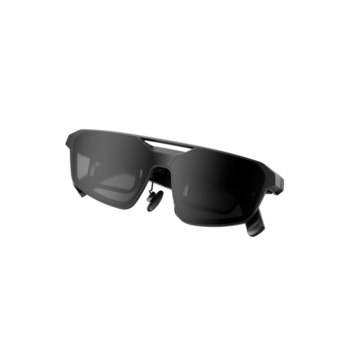 ROG XREAL R1 smart glasses angled front perspective showing frame and lenses