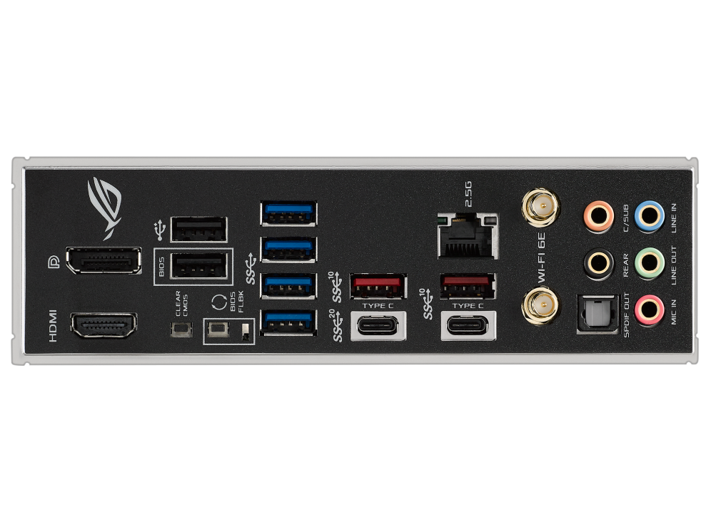 ROG STRIX Z690-F GAMING WIFI I/O ports closeup