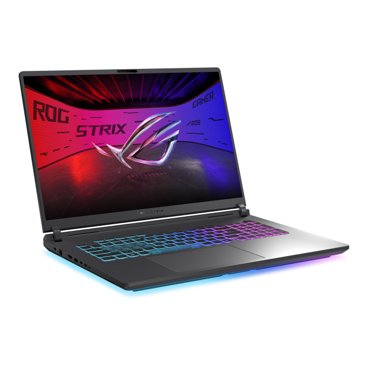 ROG Strix G18 (2026) reveals its sophisticated dark chassis, vibrant RGB underglow, and advanced rear cooling.