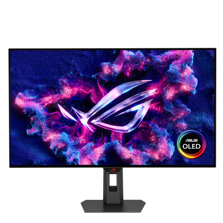 ROG Strix OLED XG32UCWMG front view with OLED logo
