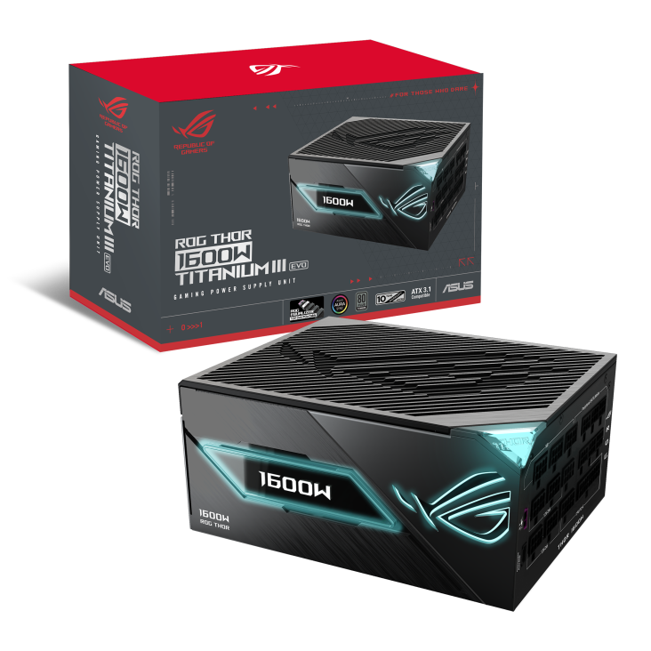 ROG Thor 1600W Titanium III EVO PSU and package