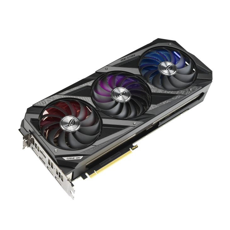 ROG-STRIX-RTX3060TI-8G-GAMING graphics card, front angled view