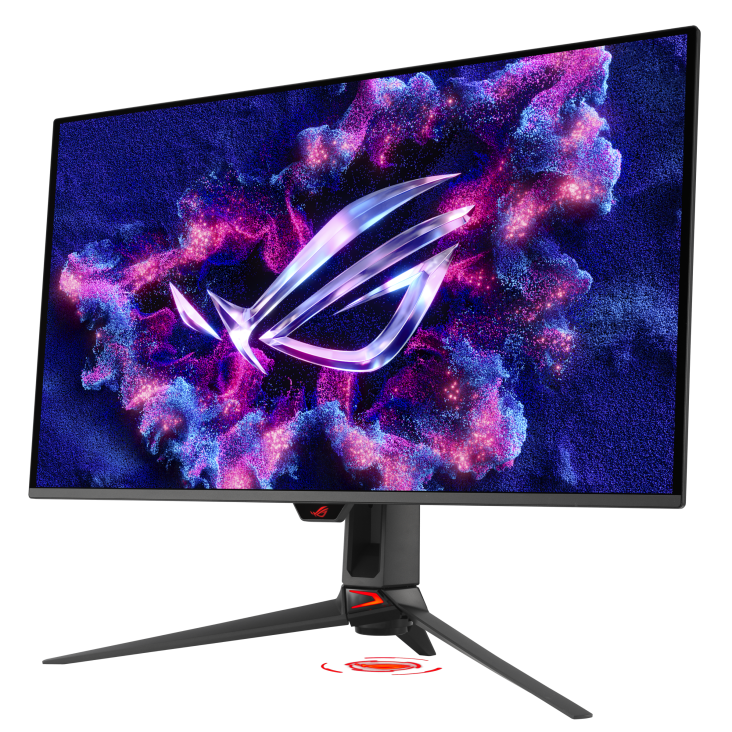 ROG Swift OLED PG32UCDMR front view to the left tilted 45 degrees