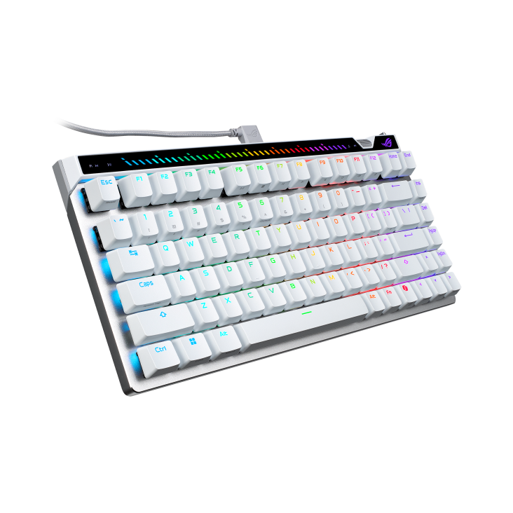 White ROG Falchion Ace 75 HE front view to the right