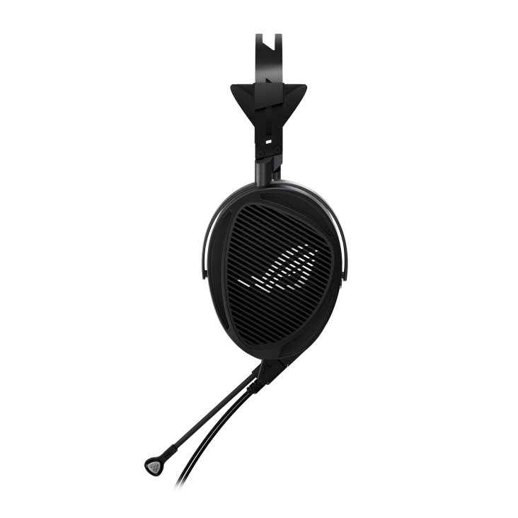 The side view of ROG Kithara open-back hifi gaming headset with planar magnetic drivers