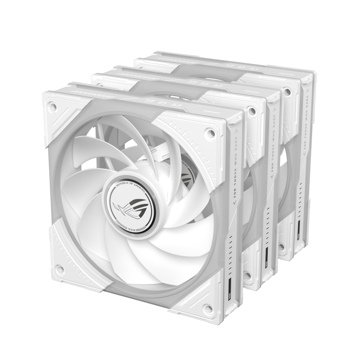 ROG Eurux GR120 ARGB Fan reverse blade triple pack White top down view