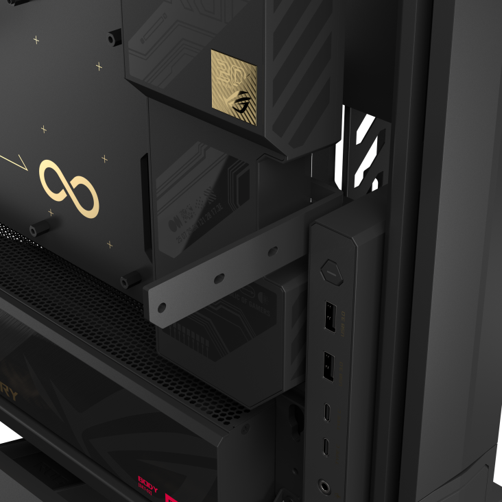 Close shot of ROG GR20 Edition 20 graphics card bracket