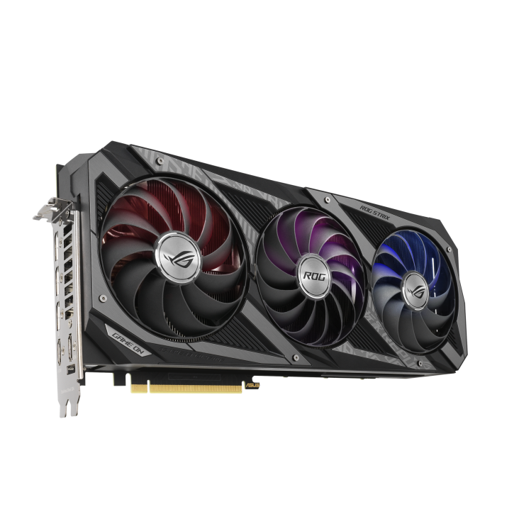 ROG-STRIX-RTX3090-O24G-GAMING graphics card, hero shot from the front side