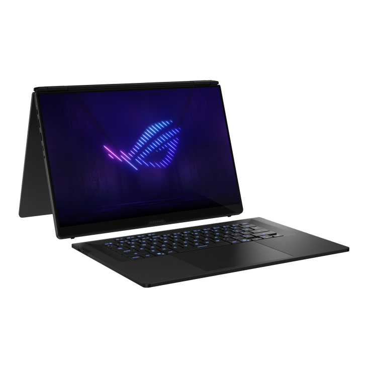 14_ROG Zephyrus DUO 16 (2026) with a glowing logo and illuminated keyboard