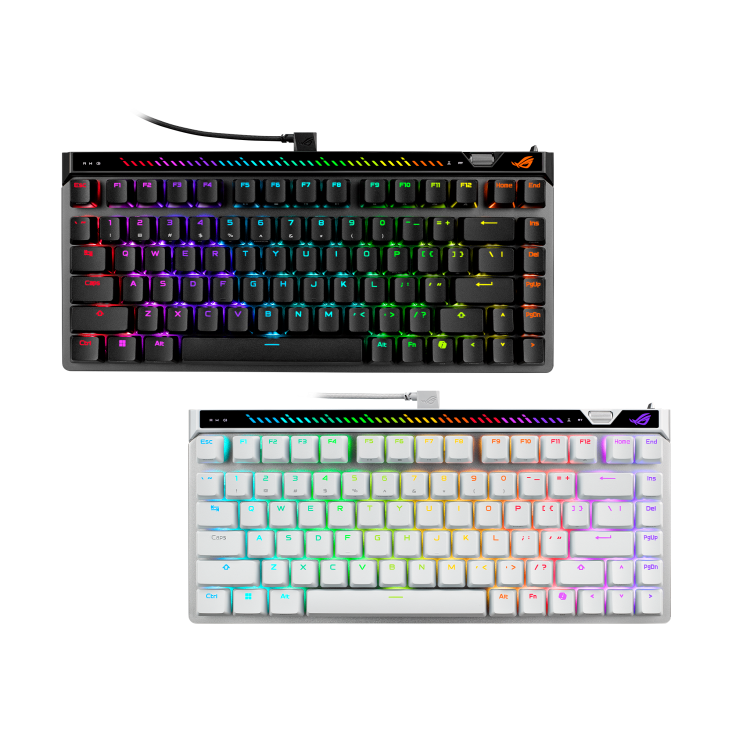  Black and white ROG Falchion Ace 75 HE gaming keyboard front view