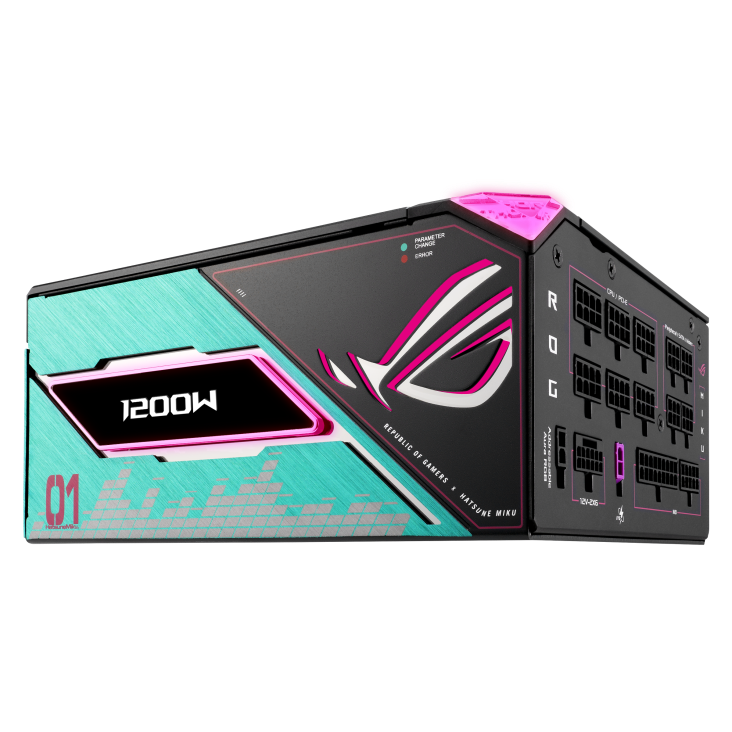 ROG Thor 1200W Platinum III Hatsune Miku Edition hero angle with front side focus