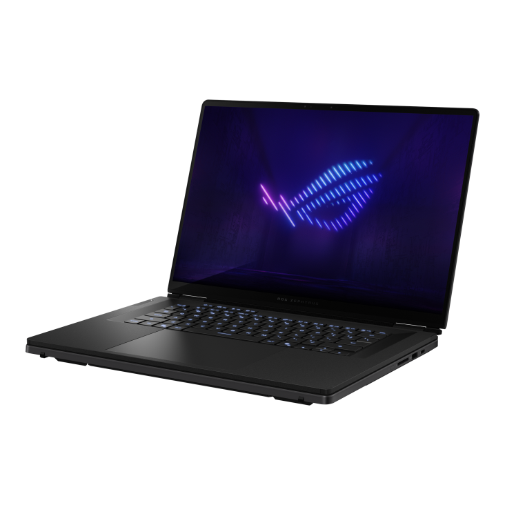 22_Lift side of the ROG Zephyrus DUO 16 (2026), with the ROG Fearless Eye logo on screen
