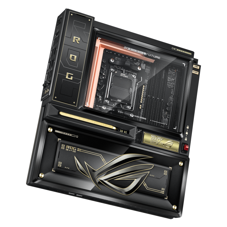 ROG CROSSHAIR X870E EDITION 20 front view, tilted 30 degrees