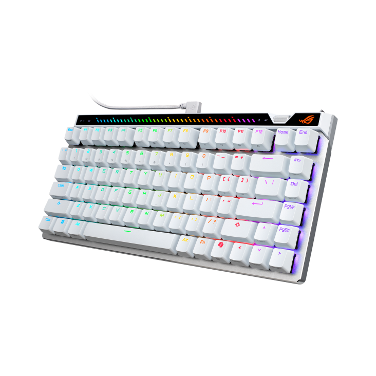White ROG Falchion Ace 75 HE front view to the left