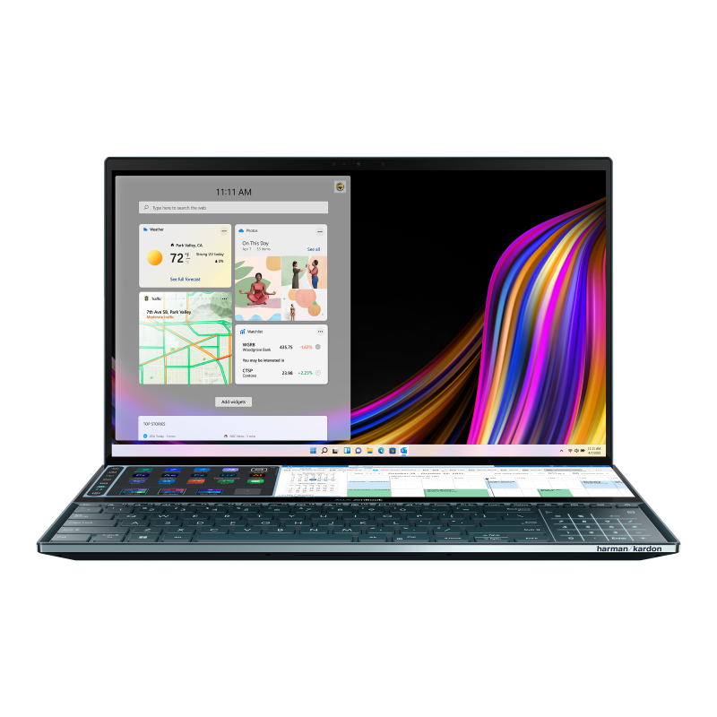 ZenBook Pro Duo UX581 display opened from the front view.