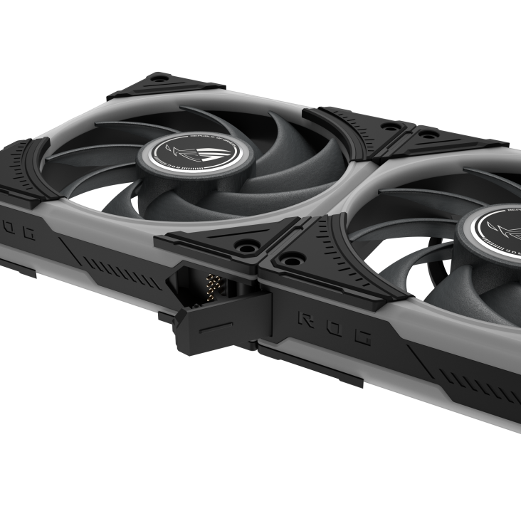 ROG Eurux GR120 ARGB Fan patented daisy-chain connectors and side lighting area