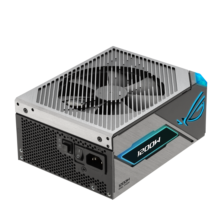 ROG Thor 1200W Platinum III with ROG Equalizer top-down angle focuses on rear and right side