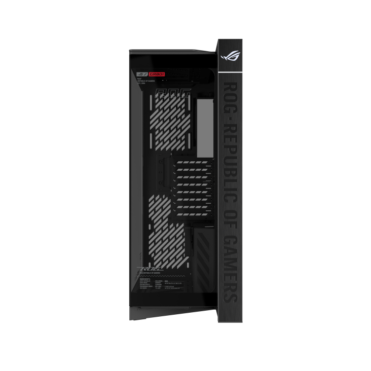 Front view of ROG Cronox Dual TG Black with aluminum frame highlighted