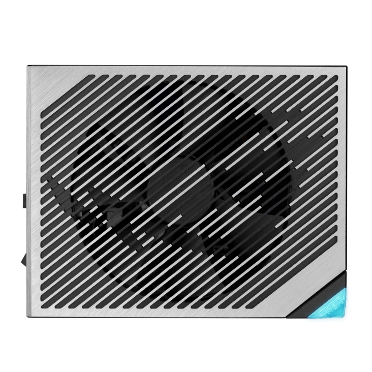 ROG Thor 1600W Titanium III EVO top side focuses on fan