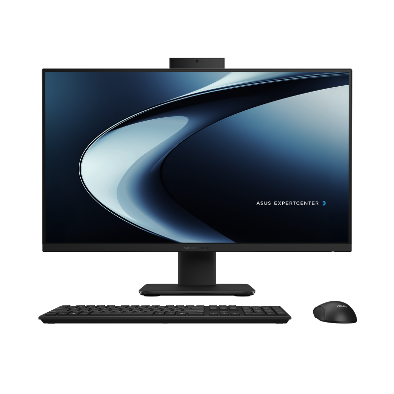 An ASUS ExpertCenter P400 AiO (P470VA) in black paired with a keyboard and mouse.