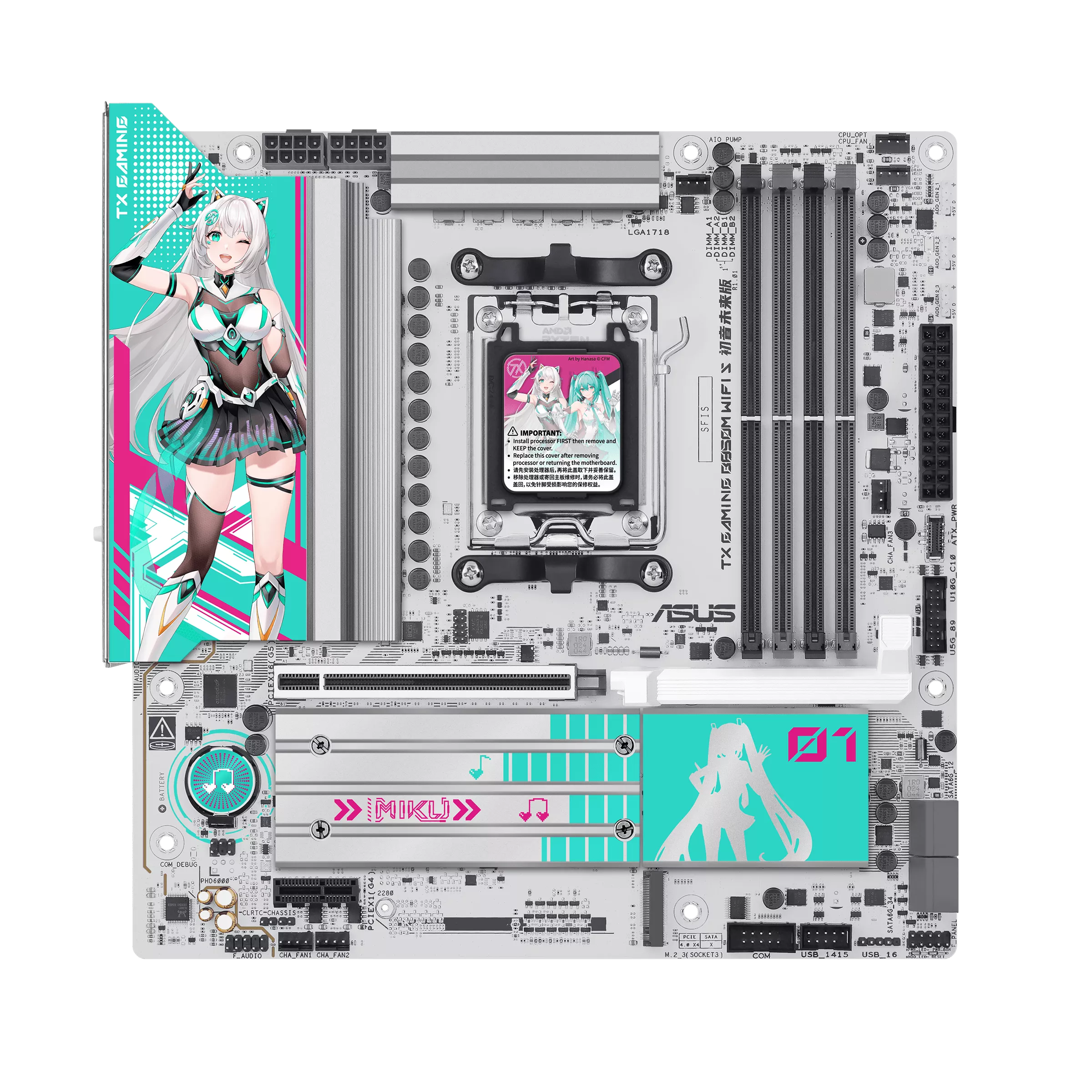 中国限定ASUS TX Gaming B850m WIFI S初音ミクモデル ASUS TX GAMING B850M WIFI S HATSUNE MIKU EDTION AM5 MIKU