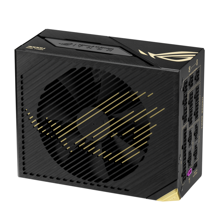ROG Thor 3000W Titanium III Edition 20 upright angle showing the top and rear side 