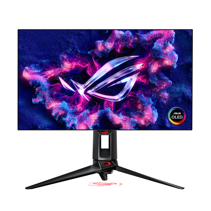 ROG Swift OLED PG27AQDP front view with OLED logo