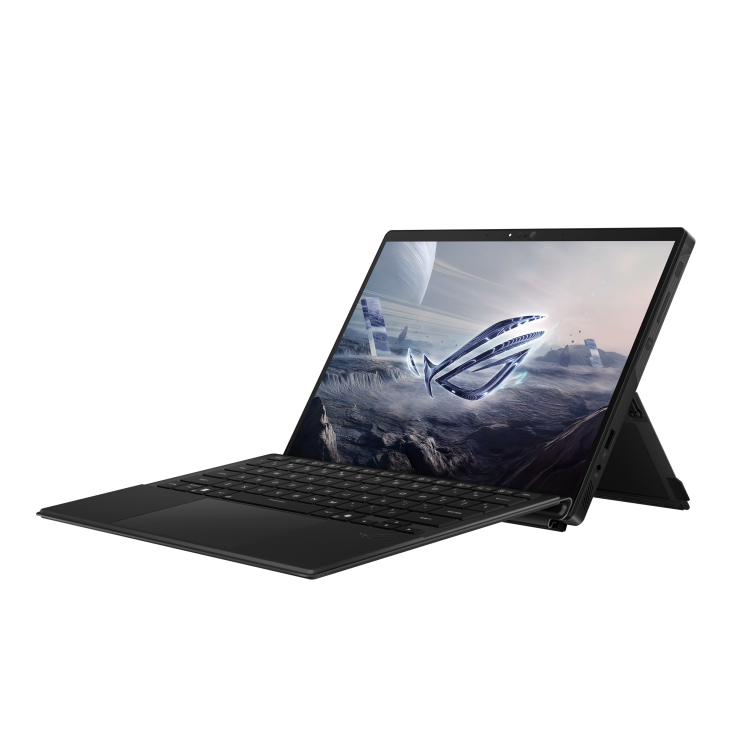 Right side off centered shot of the Flow Z13 with its detachable keyboard attached