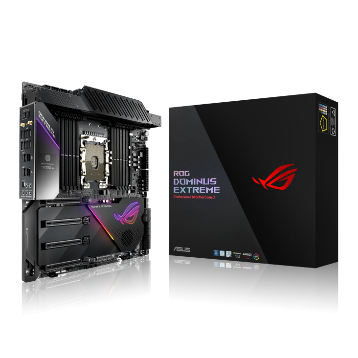 ROG Dominus Extreme angled view from left with the box