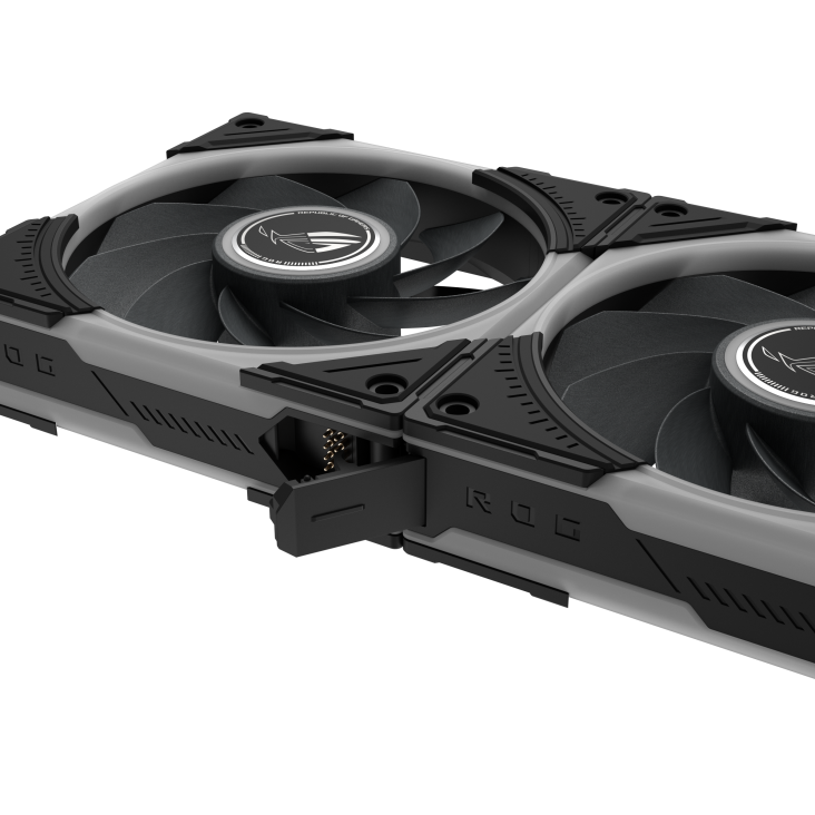 ROG Eurux GR120 ARGB Fan reverse blade patented daisy-chain connectors and side lighting area