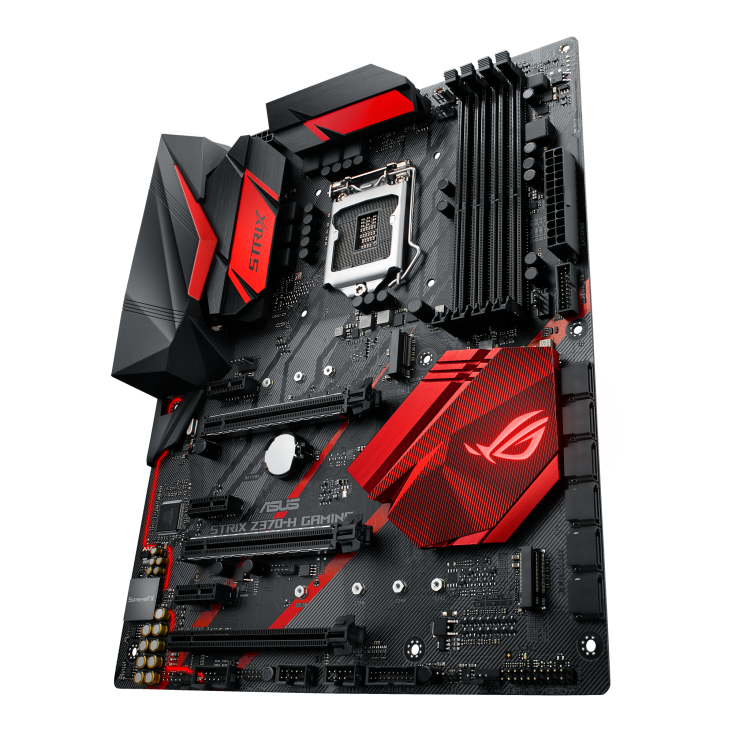 ROG STRIX Z370-H GAMING angled view from right