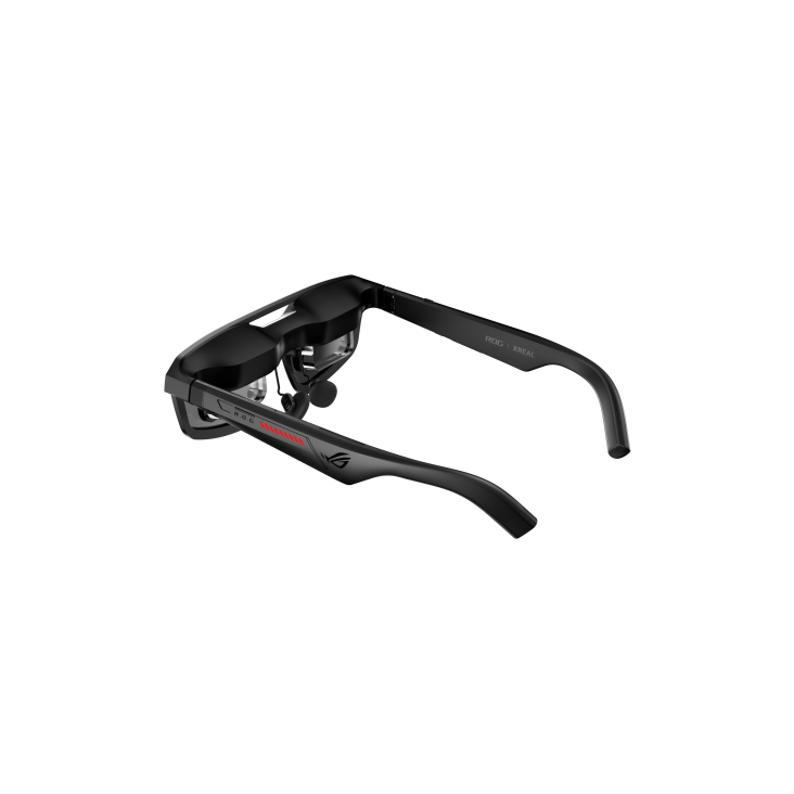 ROG XREAL R1 smart glasses rear-left 45-degree view with temple detail