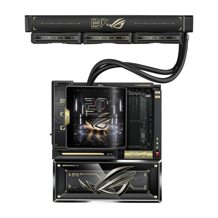 ROG CROSSHAIR X870E EDITION 20 with ROG RYUJIN 360 EDITION 20 front view