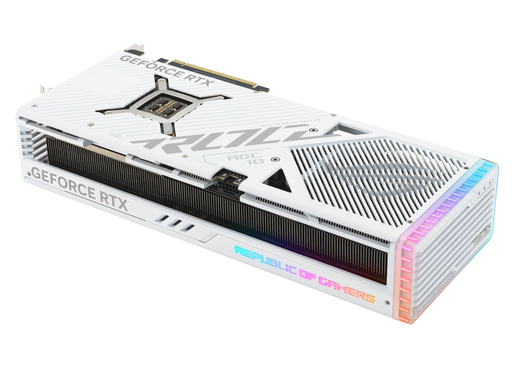 Rear view of the ROG Strix GeForce RTX 4090 white edition graphics card-1