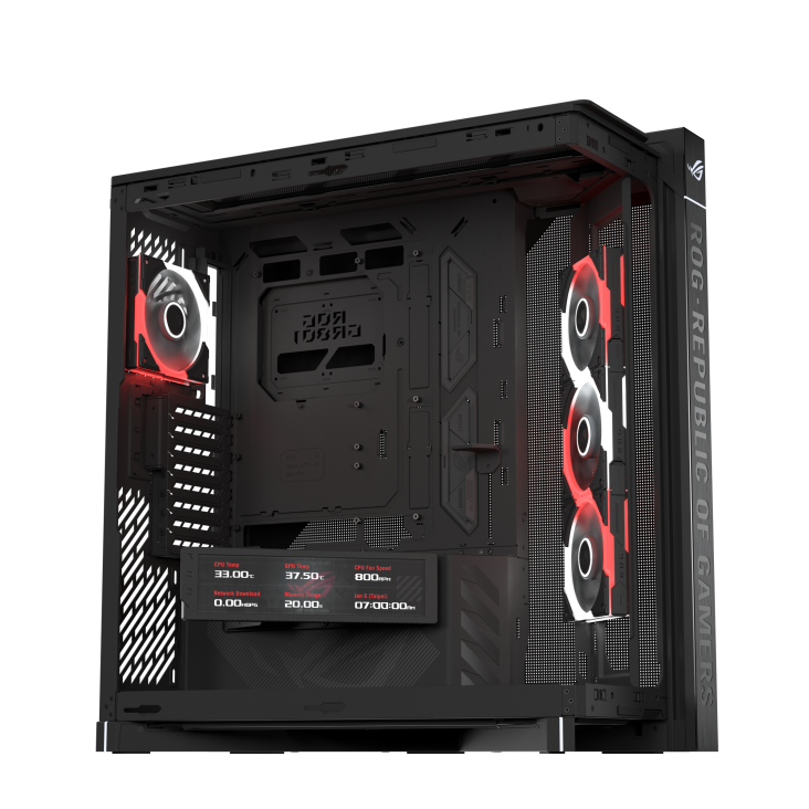 ROG Cronox ARGB Black with four ARGB fans embedded and an adjustable side fan bracket