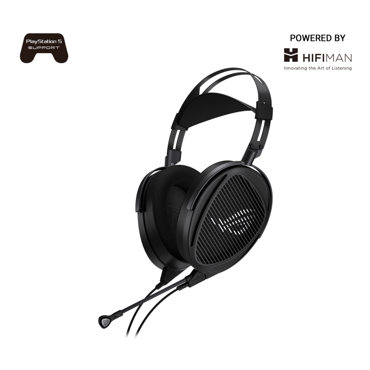 The front view of ROG Kithara angled from right with Playstation and HIFIMAN logo 