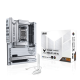TUF GAMING B850-BTF WIFI W front view, 45 degrees, with WiFi antenna and color box