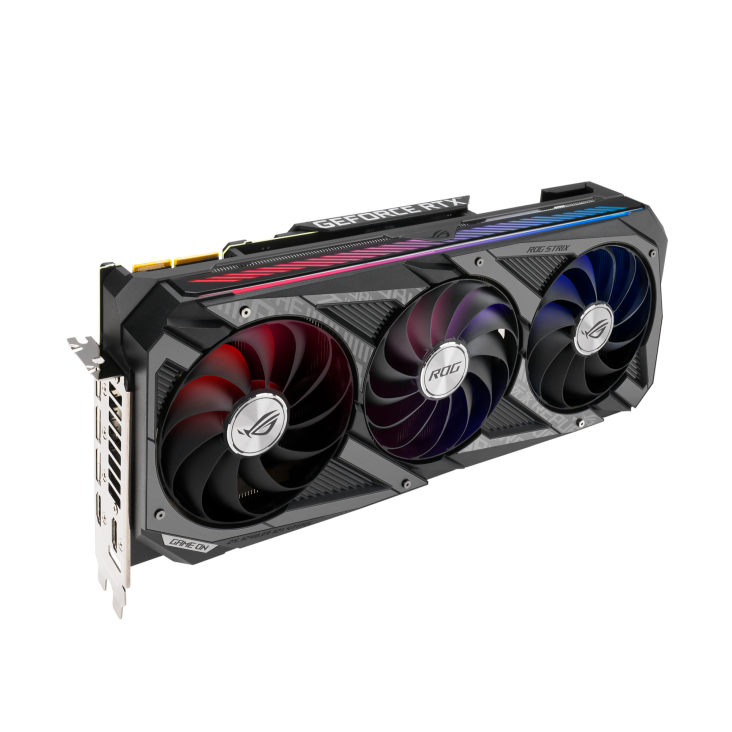 ROG-STRIX-RTX3090-O24G-GAMING graphics card, hero shot from the front side