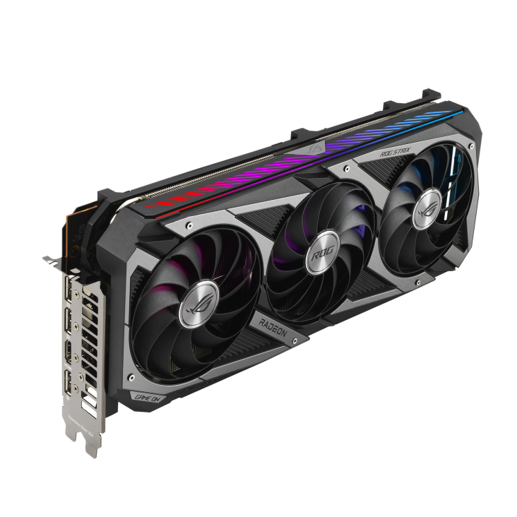 ROG-STRIX-RX6700XT-O12G-GAMING graphics card, hero shot from the front side