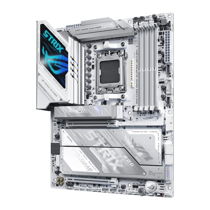 ROG Strix X870E-A Gaming WiFi7 Neo Strix X870E-A Neo front view, 45 degrees