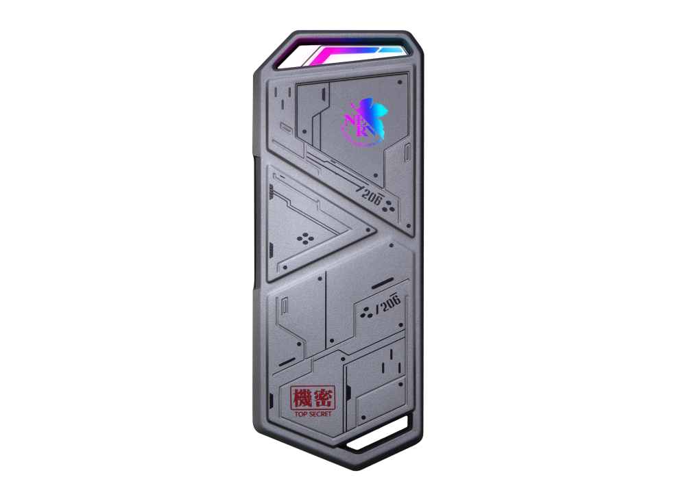 ROG Strix Arion EVA Edition rear view, with AURA lighting