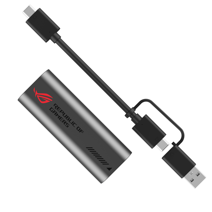 03_ASUS ROG USB-C10G 10G Ethernet Adapter with USB-C cable and USB-A adapter