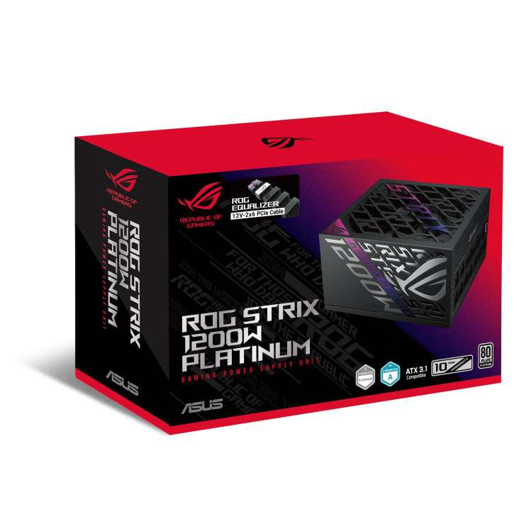 ROG Strix 1200W Platinum with ROG Equalizer PSU and package 