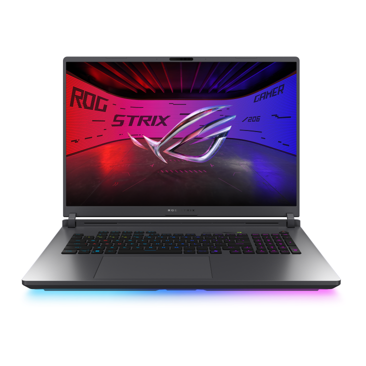 ROG Strix G18 (2026) – Unleashed performance, sculpted chassis, vibrant display, intricate rear vents, dynamic keyboard illumination, premium gaming.