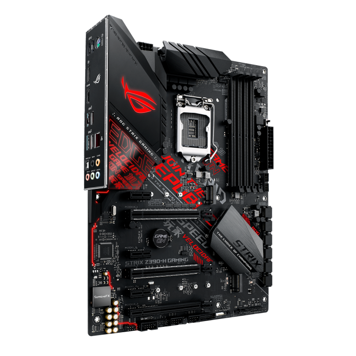 ROG STRIX Z390-H GAMING angled view from left