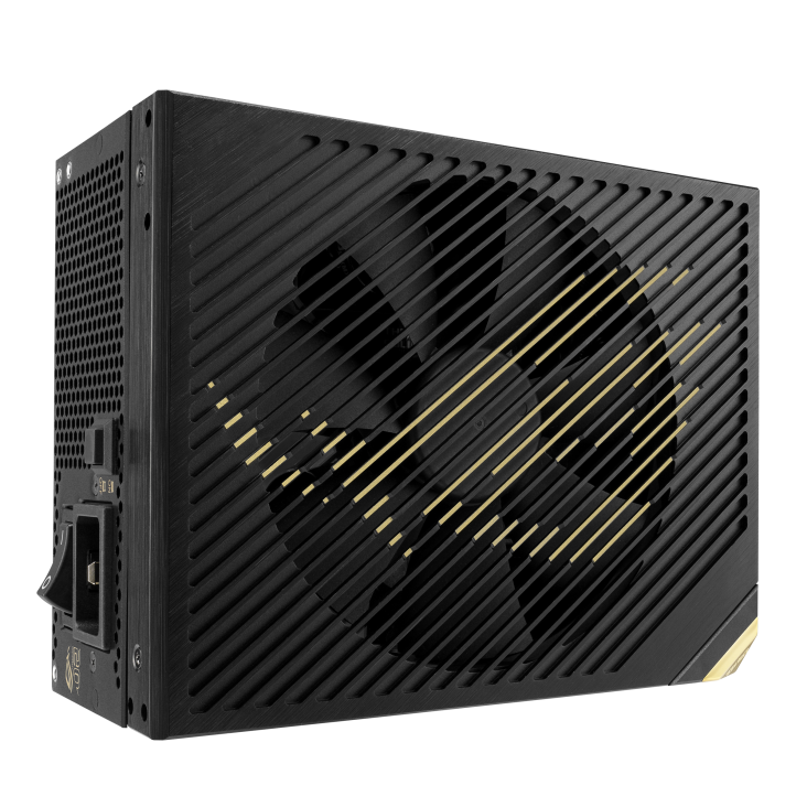 ROG Thor 3000W Titanium III Edition 20 upright angle showing the top and left side