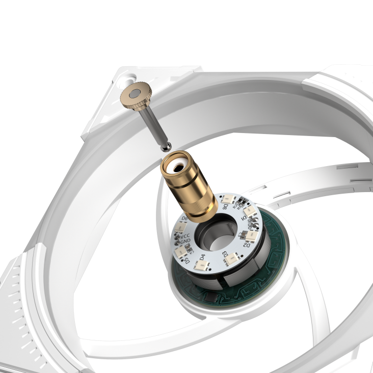 ROG Eurux GR120 ARGB Fan CNC-Milled brass bearing housing