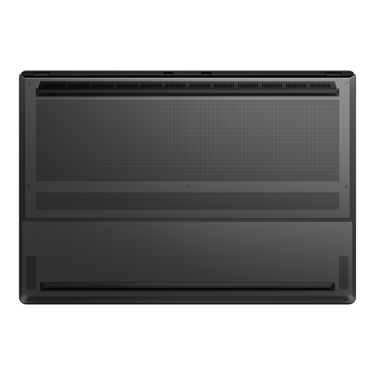 19_2026 Zephyrus G16 View of the bottom side of the black Zephyrus G16, with a clear view of the air intakes